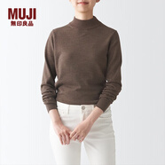 無印良品 MUJI 女式 天竺 可水洗半高領(lǐng)毛衣 BAG05A1A 長(zhǎng)袖打底針織衫 深咖啡色 XS