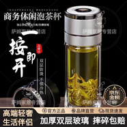 WCZ高端輕奢鋼化玻璃杯大容量隔熱防摔打不碎雙層玻璃男士車(chē)載泡茶杯 雙層升級(jí)加厚禮盒豪華款高端銀 350ml