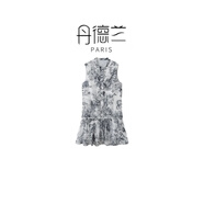 丹德蘭2025新款復(fù)古印花夏季女裝無袖連衣裙-2496 灰色 L （125-135斤）
