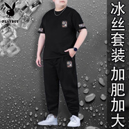 花花公子大碼短袖T恤男裝套裝男夏季胖子加肥加大寬松休閑運(yùn)動(dòng)套裝兩件套 【74201曼茶羅】短袖+長(zhǎng)褲】冰絲 XL 推薦140-160斤