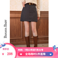 BANANA BABY2024冬新款復(fù)古理搭簡(jiǎn)約毛呢半身裙女百搭A(yù)字顯瘦短裙D241QZ014 灰色 S