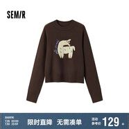森馬（Semir）毛衣女提花衣服趣味潮流2024冬季圓領(lǐng)正肩毛衫甜酷風(fēng)109724107008