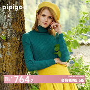 皮皮狗 新款 兩翻領(lǐng)絞花打底羊絨套衫翻領(lǐng)針織套頭毛衣女多色可選 675北海綠 XL 110