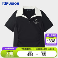 FILAFUSION斐樂潮牌女子針織短袖POLO衫2025夏時(shí)尚修身上衣