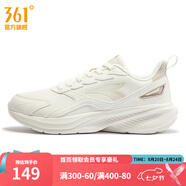 361度女鞋運動鞋秋季革網(wǎng)面新款常規(guī)跑步鞋 羽毛白/燕麥奶 38