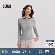 森馬森柔毛衫|毛衣女高領純色冬季2024新款緊身打底衫顯瘦小心機 中花灰00510 160/84A/M
