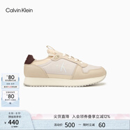 Calvin KleinJeans【七夕禮物】男士復古ck拼接休閑運動(dòng)鞋跑鞋德訓鞋YM01118 0HR-蛋殼色 42