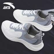 安踏（ANTA）男鞋漫步跑步鞋2025新款皮面保暖休閑鞋軟底減震運動鞋 -7象牙白/霧灰 40.5