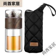 綠珠泡茶杯茶水分離玻璃杯男款杯子套裝女士個(gè)人專(zhuān)用水杯新款茶具 木紋色[帶杯套]