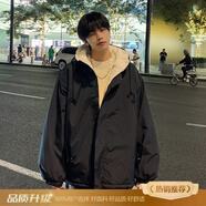 杜小閑羊羔絨棉服男款冬季日系復古青少年連帽棉衣外套加絨加厚寬松棉襖 DSA169-MY001 黑色 質(zhì)量升級不加價(jià) 3XL [推薦160-180斤]