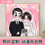 簾夢(mèng)diy數字油畫(huà)定制填充真人照片油彩畫(huà)手工情人節禮物手繪涂鴉填色 定制星蝶動(dòng)漫風(fēng)【送精美外框】 【正方形】60*60cm繃框+顏料畫(huà)筆