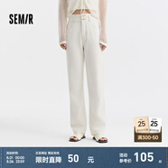 森馬【涼感】牛仔褲女直筒褲港風(fēng)24夏季小個(gè)子九分褲顯高白色褲子 本白10101 33