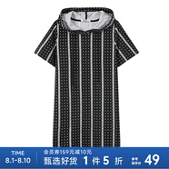 美特斯邦威連衣裙女夏季學(xué)生休閑潮流印花針織連衣裙 黑色組 S 155 80A