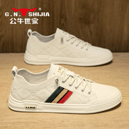 公牛世家（G.N.Shi Jia）男鞋2025新款春秋輕便百搭小白鞋男歐洲站一腳蹬休閑板鞋 米色 39