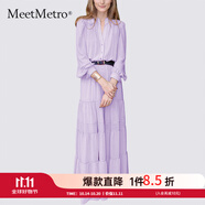 MeetMetro瑪依爾法式仙女連衣裙女2025秋新款高端氣質(zhì)純欲風(fēng)裙子禮服長(zhǎng)裙 紫色 S