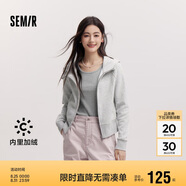森馬（Semir）外套女短款插肩袖小個(gè)子潮2024冬季加絨緊身連帽夾克109724108015
