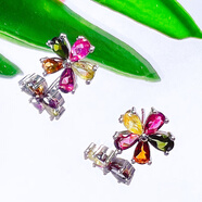 AOVEOK水晶手串項鏈耳釘招桃花運招財運禮物時(shí)尚個(gè)性百搭休閑 碧璽耳釘