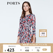 PORTS寶姿商場同款 春夏新品女裝圓領(lǐng)花色印花修身連衣裙LN8D223HPP028 黑色印花 XS (2)