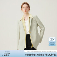 范思藍恩韓版職業(yè)正裝西服外套女通勤2024早春新款西裝24FS11069 淡雅綠 L