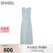 SNIDEL2025春夏新品簡(jiǎn)約毛邊圓領(lǐng)無袖后開叉針織連衣裙SWNO251097 淺藍(lán)色 M (1)
