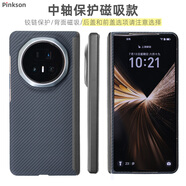 Pinkson榮耀Magic V5凱夫拉手機殼超薄全包磨砂硬殼芳綸碳纖維紋保護套后蓋磁吸鉸鏈中軸保護殼新款商務輕 【中軸鉸鏈保護款/細紋600D】支持磁吸 【一套】前蓋+后蓋 榮耀MagicV5