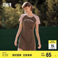 森馬連衣裙女插肩袖修身收腰夏季字母開叉短裙運動風(fēng)109324114025