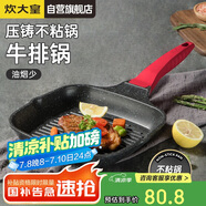 炊大皇 平底鍋煎鍋 麥飯石色條棱紋不粘鍋牛排扒盤24cm 電磁爐通用 J24E