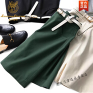 鹿王戀雪洋氣墨綠色五分褲女夏薄款西裝短褲休閑直筒褲寬松a字高腰闊腿褲 米白色 S