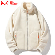 貓人（MiiOW）抓絨衣女男搖粒絨外套秋冬新款毛衫戶外保暖珊瑚絨衛(wèi)衣加絨雙面穿 KY1008S象牙白-女 4XL