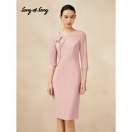 Song of Song歌中歌2025春季新款專(zhuān)選輕奢韓國四面彈手工釘珠連衣裙 淡粉 L 40