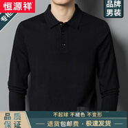 恒源祥秋冬季羊毛衫polo男長(cháng)袖春秋羊毛衫中年大碼體恤毛衣純色打底線(xiàn)衣 黑色 185/100A 建議175-188斤
