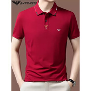 EMPORIO ARMANI EA7阿瑪尼短袖t恤男士純·棉刺繡翻領(lǐng)Polo汗衫中年夏季新款半袖T恤 A1823紅色 S 165建議100-120斤