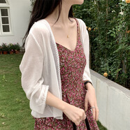 DALEY MODE寬松花邊防曬衣女2025夏新款薄沙灘開(kāi)衫外套小個(gè)女上衣短外套百搭 白色 M