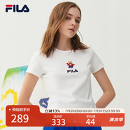 FILA斐樂官方女裝短袖T恤女夏季舒適經(jīng)典針織短袖小熊t上衣潮流時尚 標準白-WT M （165/84A/M）