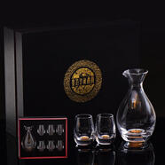 法蘭晶籣金箔白酒杯套裝家用輕奢玻璃酒杯一口杯酒具分酒器禮盒 金箔清酒壺杯套裝[1壺6杯禮盒裝]
