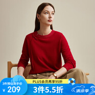 兆君2024秋冬中式盤扣羊毛衫女金絲點綴上衣復古圓領針織毛衣 紅寶石 115/2XL