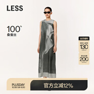 LESS【精工系列】拓印無(wú)袖連衣裙女桑蠶真絲氣質(zhì)背心裙2O3G13730 099黑色系花型 M