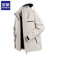 羅蒙（ROMON）三合一沖鋒衣男女可拆卸外套2025秋季新款加絨加厚防風(fēng)防水夾克男 A623-2668冰晶灰 XL