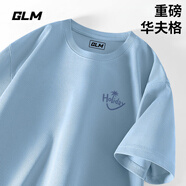 GLM華夫格短袖男款夏季寬松大碼重磅白色五分袖簡(jiǎn)約百搭圓領(lǐng)男士t恤