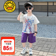 G.DUCKKIDS小黃鴨童裝男童套裝夏季2025兒童衣服寶寶潮酷太空人短袖兩件套潮 變形金剛  紫色asgaeik 100 建議2~3歲【 90-100cm】