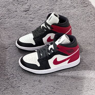 耐克官方男鞋女鞋 air jordan 1 mid aj1中幫學(xué)生籃球鞋運(yùn)動(dòng)休閑板鞋 BQ6472-160 黑紅色 36.5