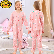 G.DUCKKIDS兒童連體睡衣春秋款2025新款夏季薄款女童純棉家居服寶寶大童睡袋 【1件裝】豆沙粉兔6119【春秋新 120 cm 建議身高120厘米