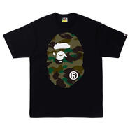 A BATHING APE男式迷彩大猿頭短袖T恤休閑潮流印花上衣 black / green 均碼 |XL