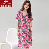 俞兆林高檔大碼連衣裙荷葉邊防凸點(diǎn)睡裙女款夏寬松媽媽棉綢家居棉綢睡衣 4號色(防凸點(diǎn)) 326款 3XL (建議120-145斤)