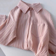 MUJ無(wú)印良品微透天絲襯衫女夏季薄款寬松遮肉顯瘦長(cháng)袖襯衫外同款 06嫩粉色-帶口袋【優(yōu)質(zhì)雪紡面料】 S
