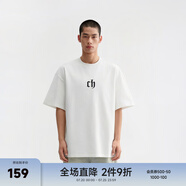 CHINISM  CH赤塵美式?jīng)龈兴俑啥绦鋞恤男士夏季潮流寬松休閑五分袖上衣 白色 S