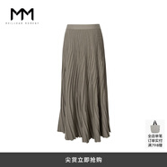 麥檬MM麥檬23年秋冬新款時(shí)尚高級小眾半身百褶長裙針織女5EA142011 灰綠 M