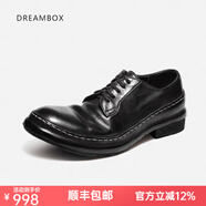 dreambox鈞博高端男士休閑皮鞋馬皮透氣商務(wù)男鞋大頭德比鞋厚底潮 黑色 43
