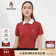 Hush Puppies暇步士女裝撞色翻領(lǐng)短袖T恤POLO衫 512嘉年華紅 M