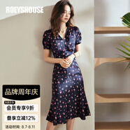 ROEYSHOUSE羅衣氣質(zhì)魚尾擺碎花連衣裙女夏裝新款花色修身緞面裙子04310 花色 L （建議拍前聯(lián)系客服確認(rèn)哦）